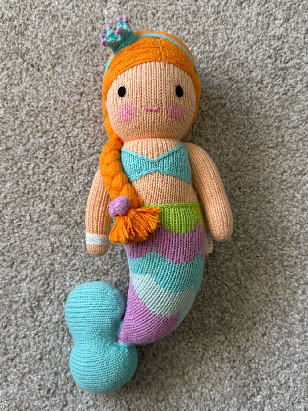 Cuddle and Kind Isla the Mermaid Doll Plush Hand Knit Red Hair 13.5”